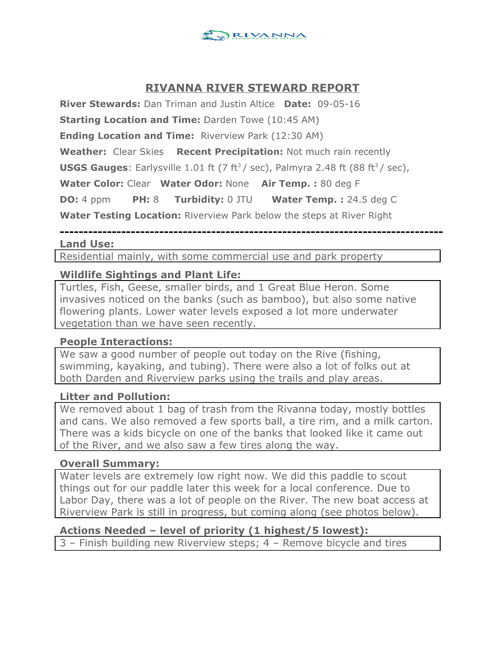 Rivanna River Steward Report s1