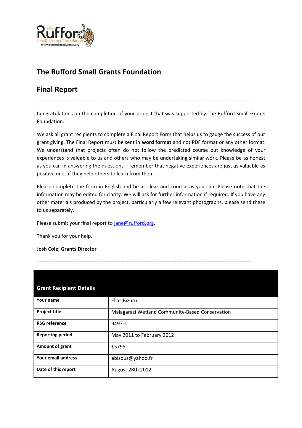 The Rufford Small Grants Foundation s1