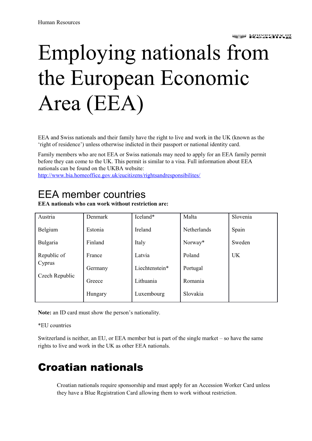 Employing Nationals from the European Economic Area (EEA)