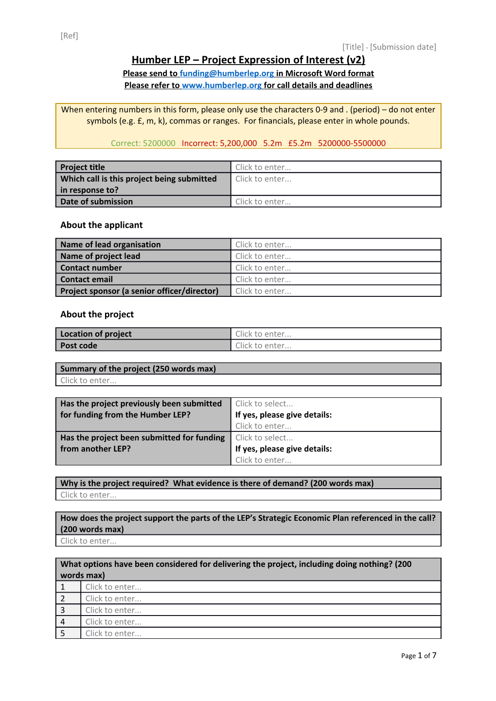 Humber LEP Project Expression of Interest (V2)