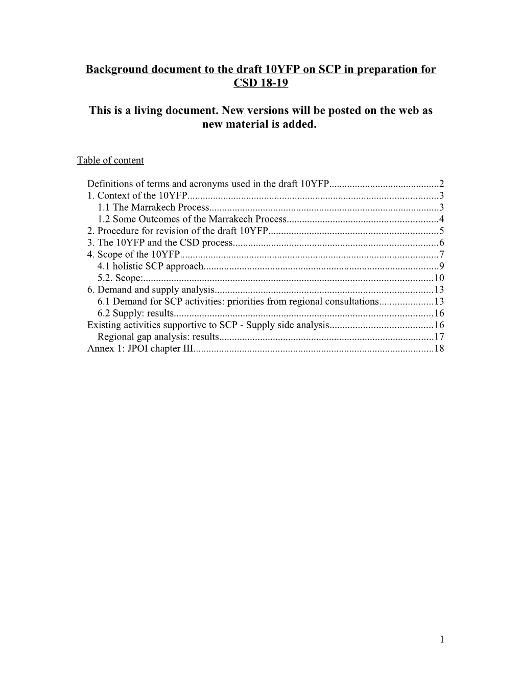 Background Document to the Draft 10YFP on SCP in Preparation for CSD 18-19