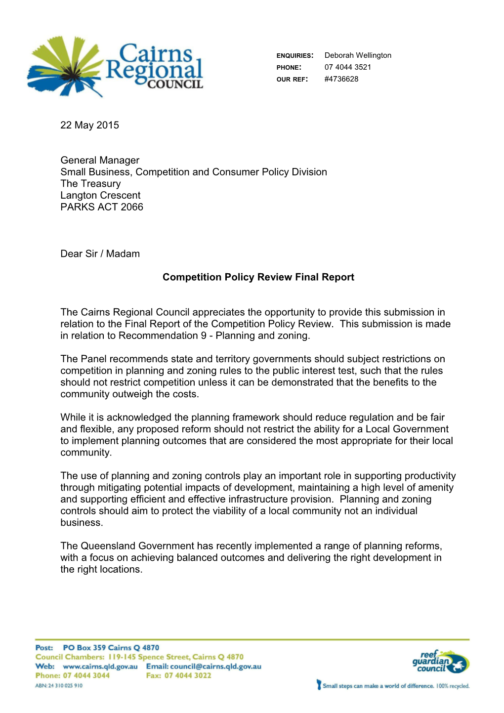 Cairns Regional Council - Competition Policy Review Final Report