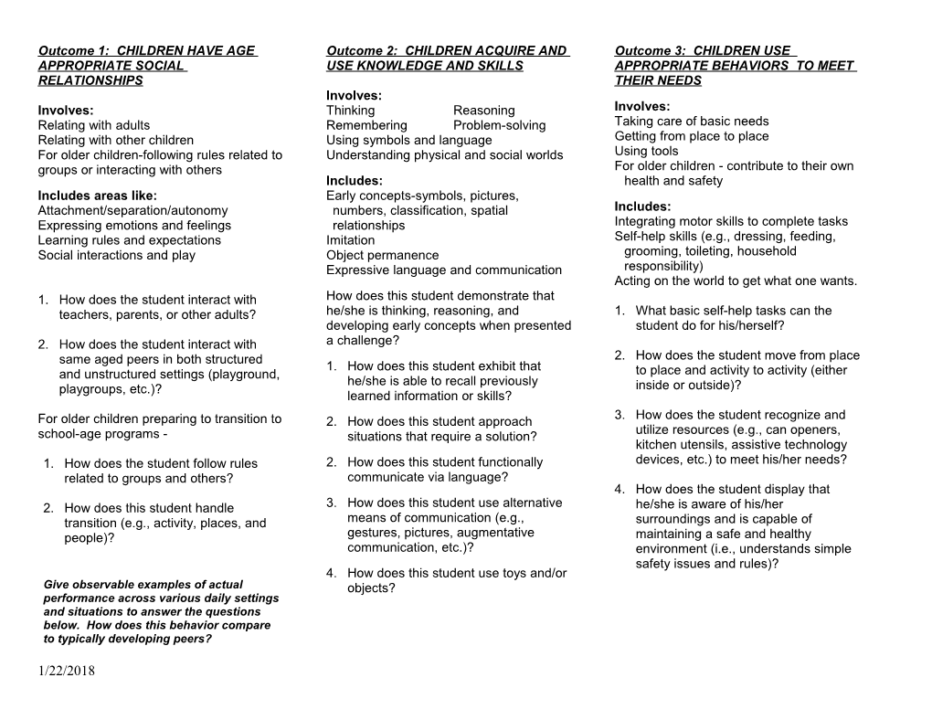 Early Childhood Outcomes