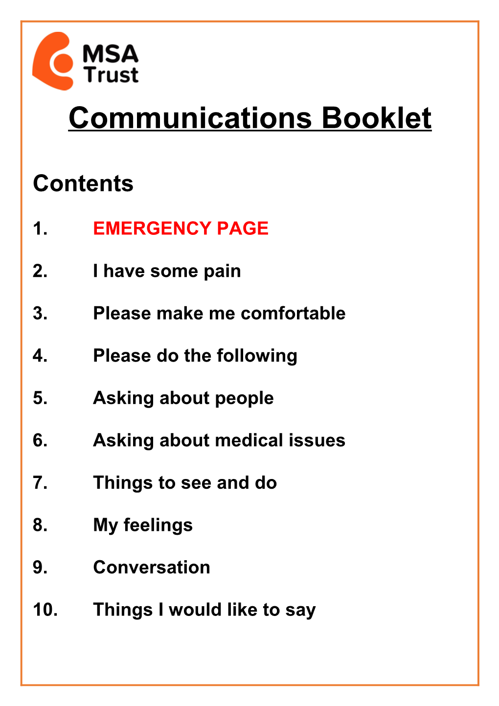Communications Booklet