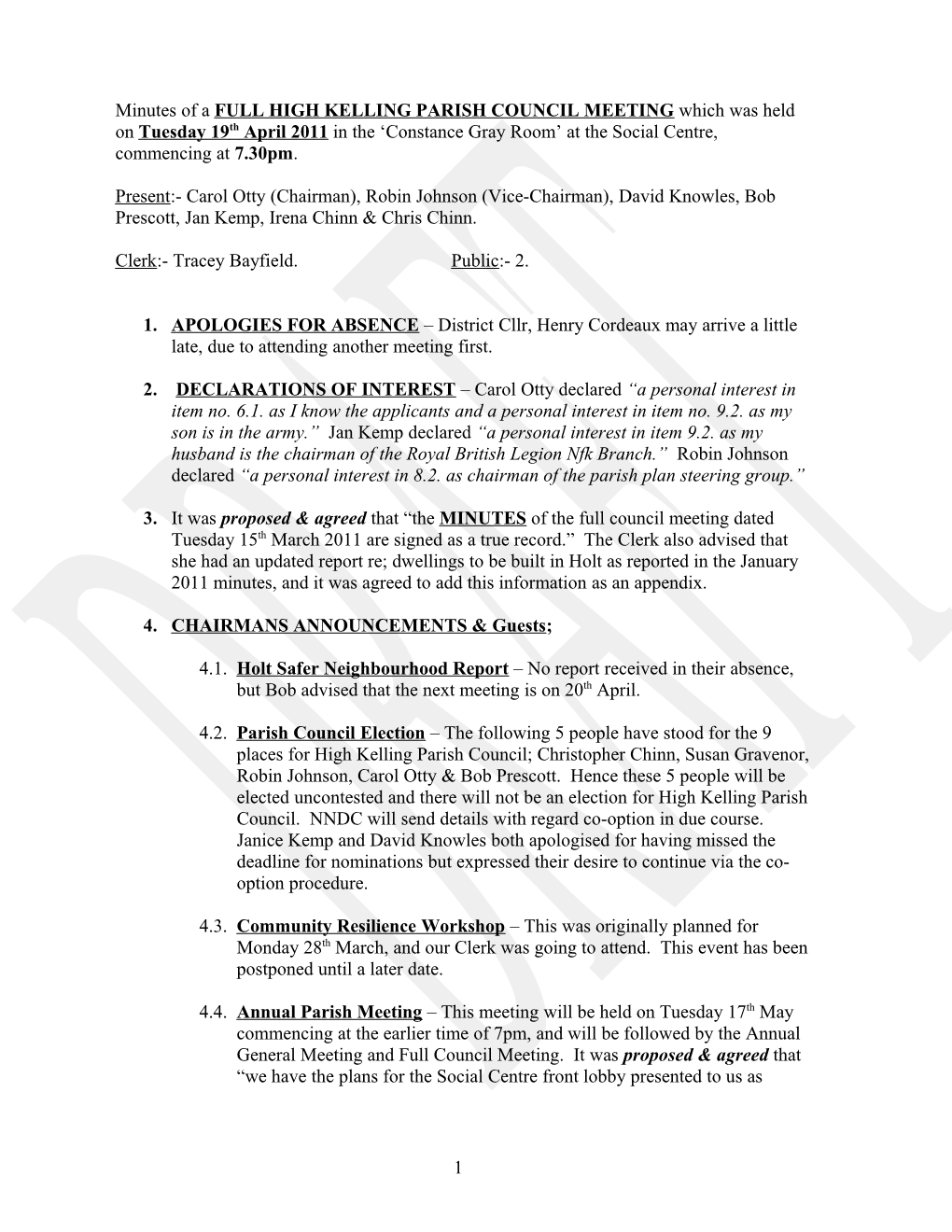 High Kelling Parish Council Notice s1