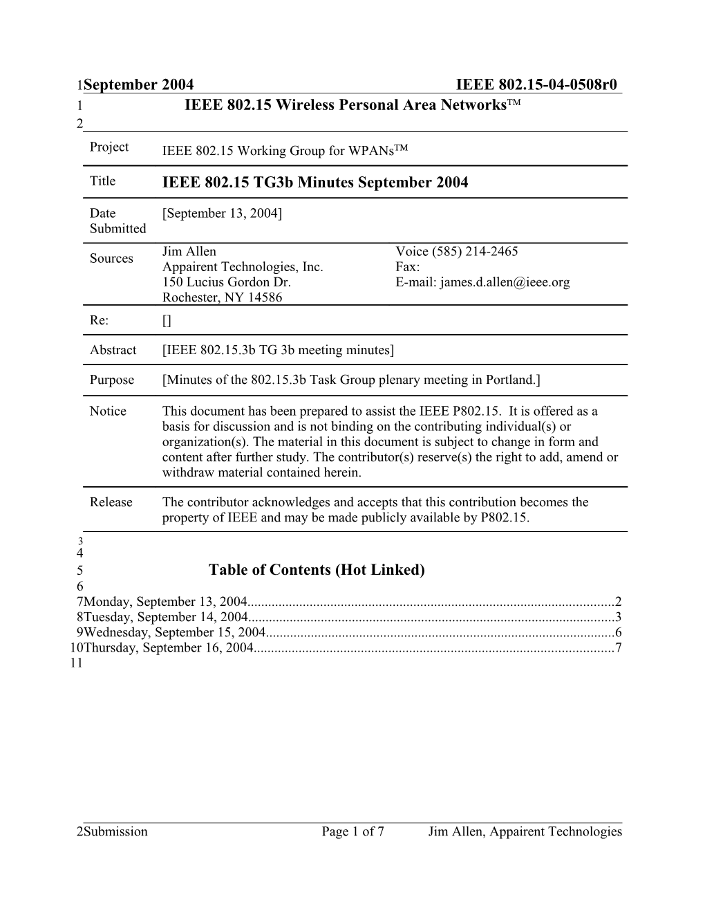 IEEE 802.15 Wireless Personal Area Networks Ô s1