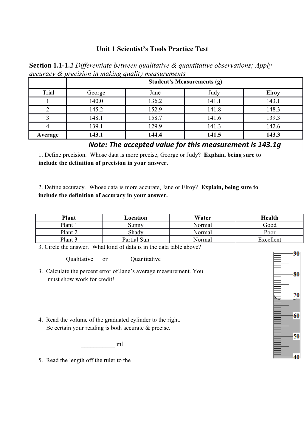 Unit 1 Scientist S Tools Practice Test