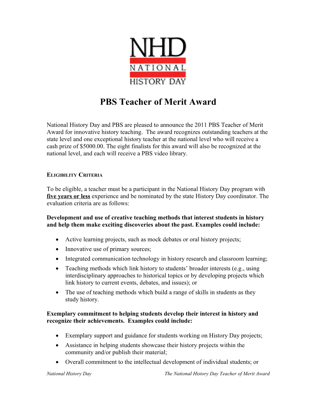 Pbsteacher of Merit Award