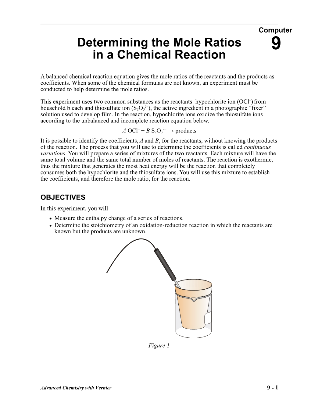 Determining the Mole Ratios in a Chemical Reaction s1