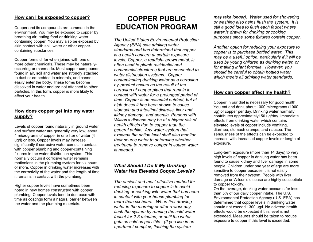 Copper Public Education Program