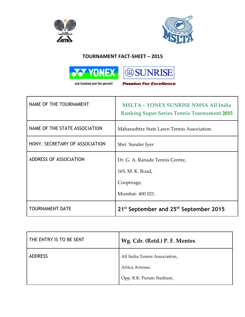 Tournament Fact - Sheet s9
