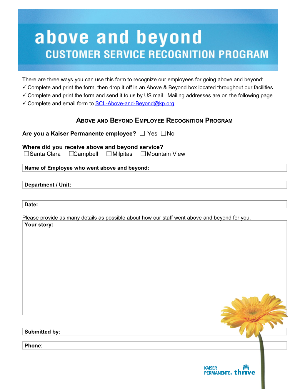 Above and Beyond Employee Recognition Program