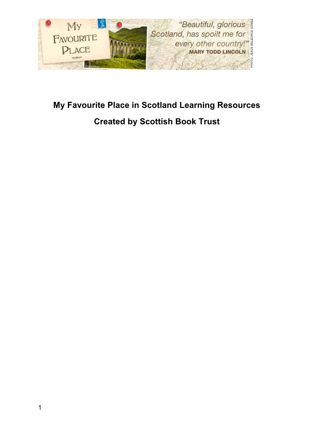 My Favourite Place in Scotland Learning Resources