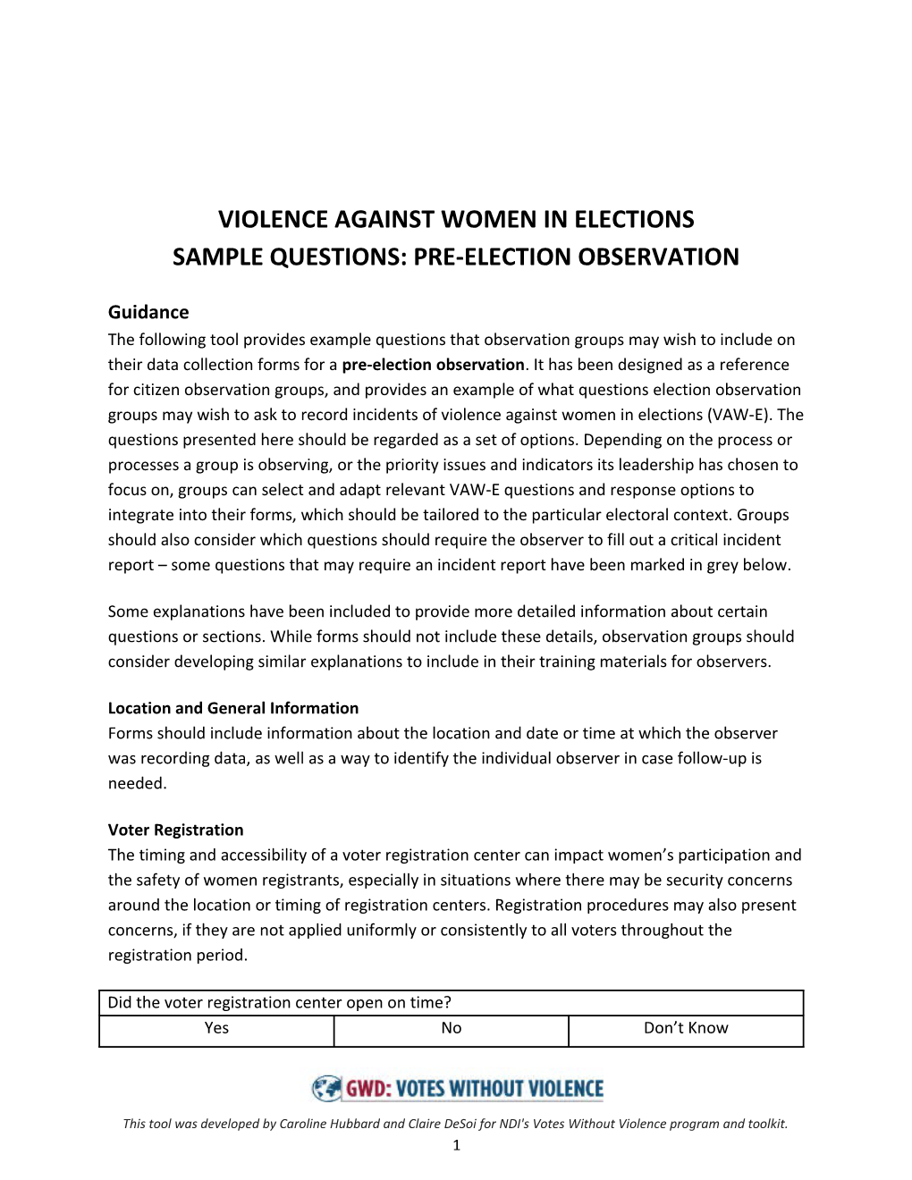 Violence Against Women in Elections