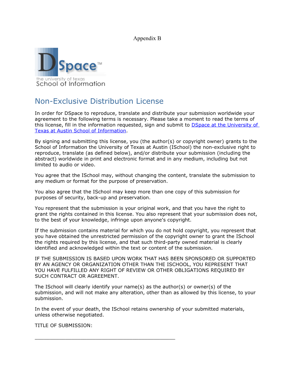 Non-Exclusive Distribution License