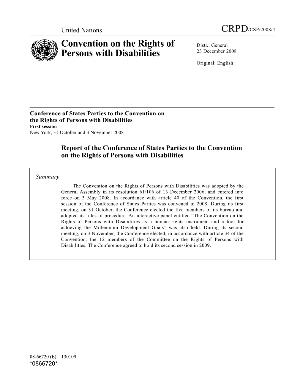 Conference of States Parties to the Convention On
