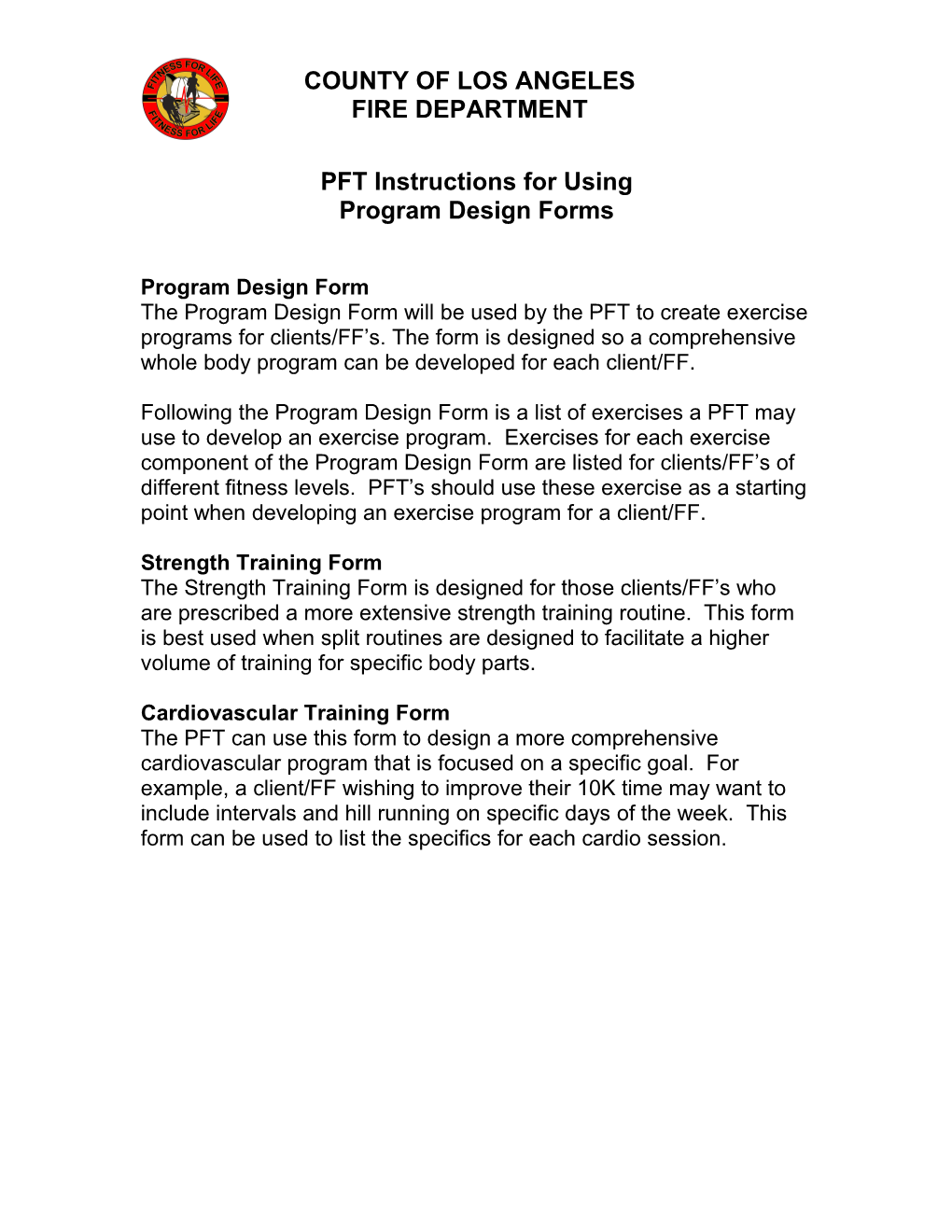 PFT Instructions for Using