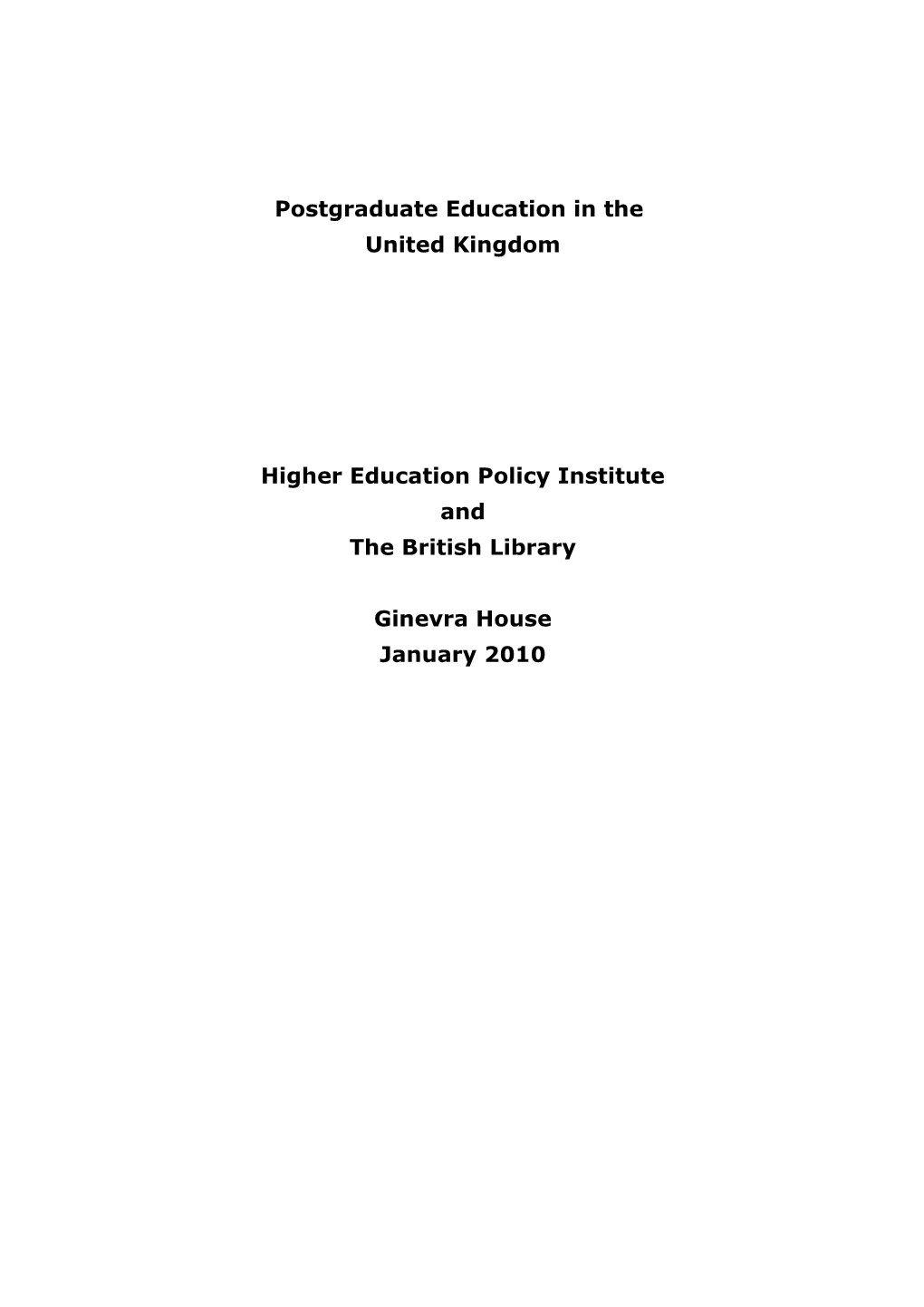 Postgraduate Education in The