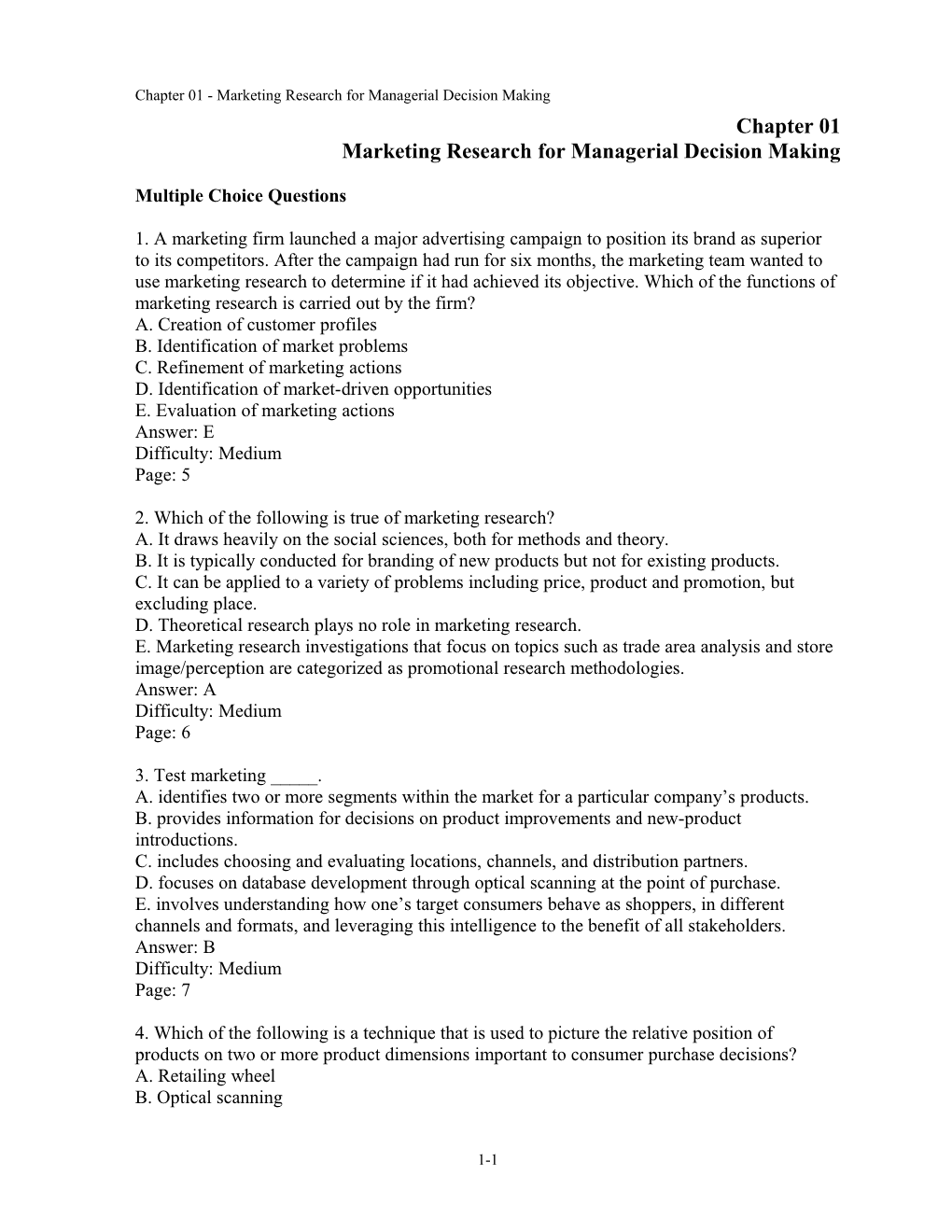 Chapter 01 Marketing Research for Managerial Decision Making