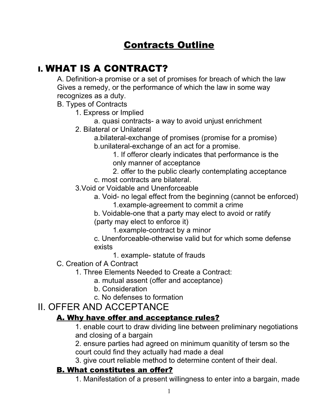 Contracts Outline s1