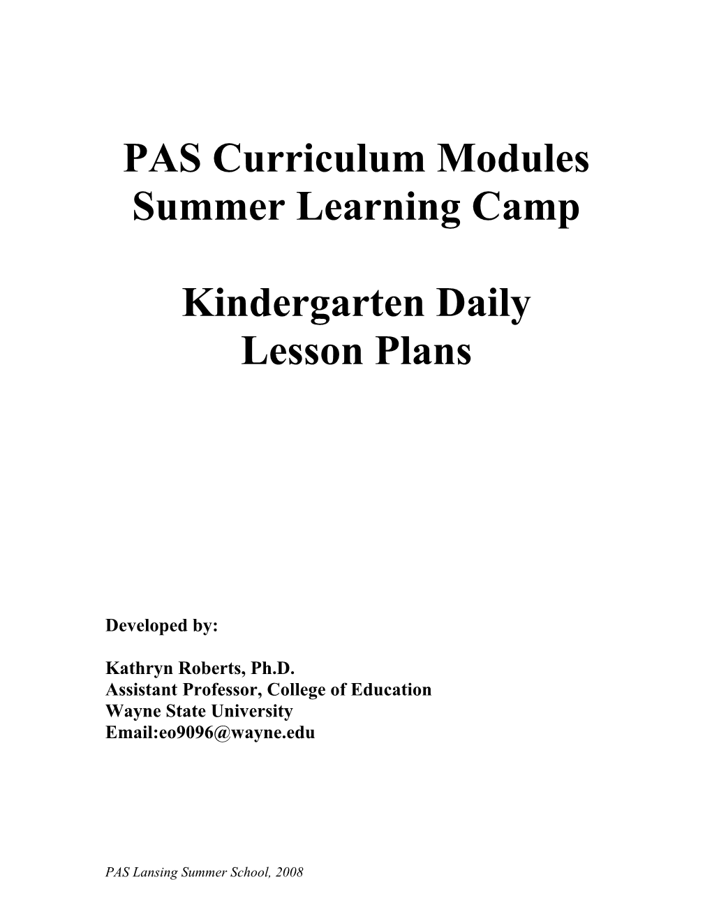 PAS Curriculum Modules s1