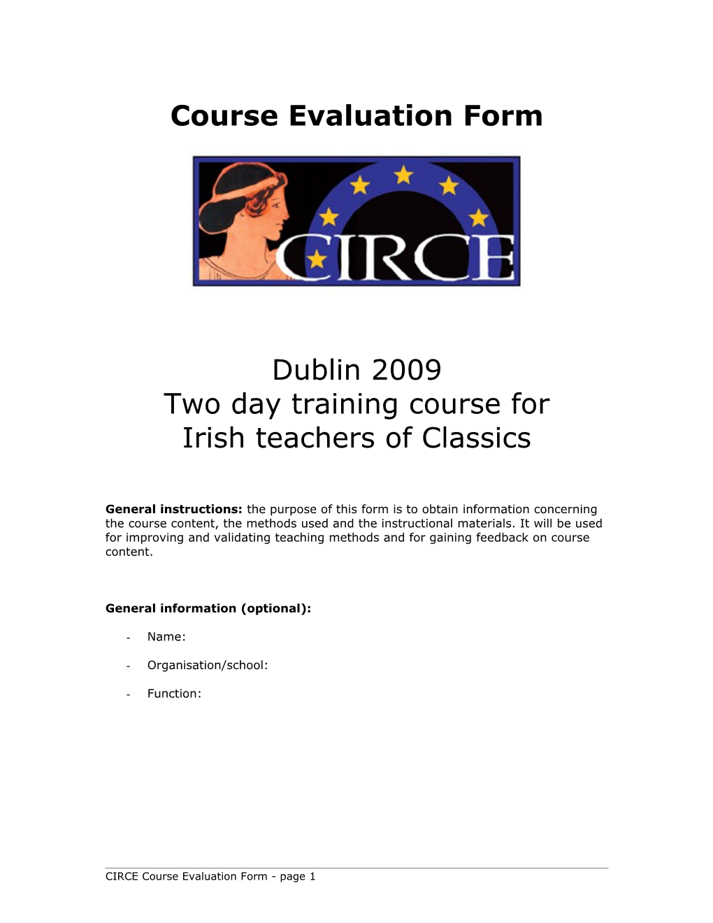 Course Evaluation Form