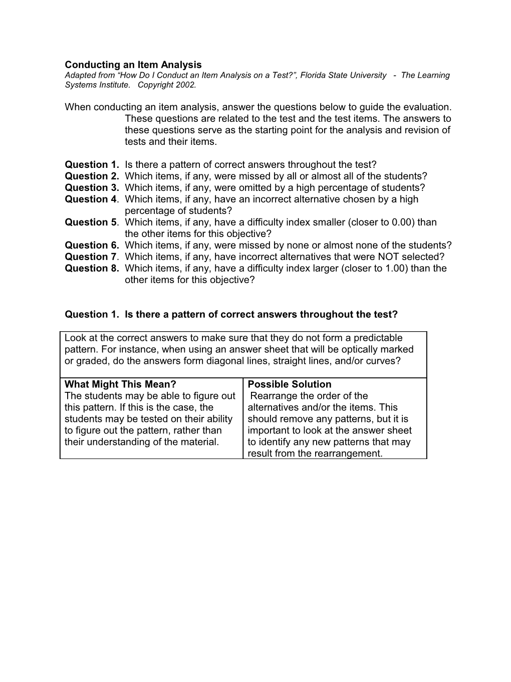 Conducting an Item Analysis