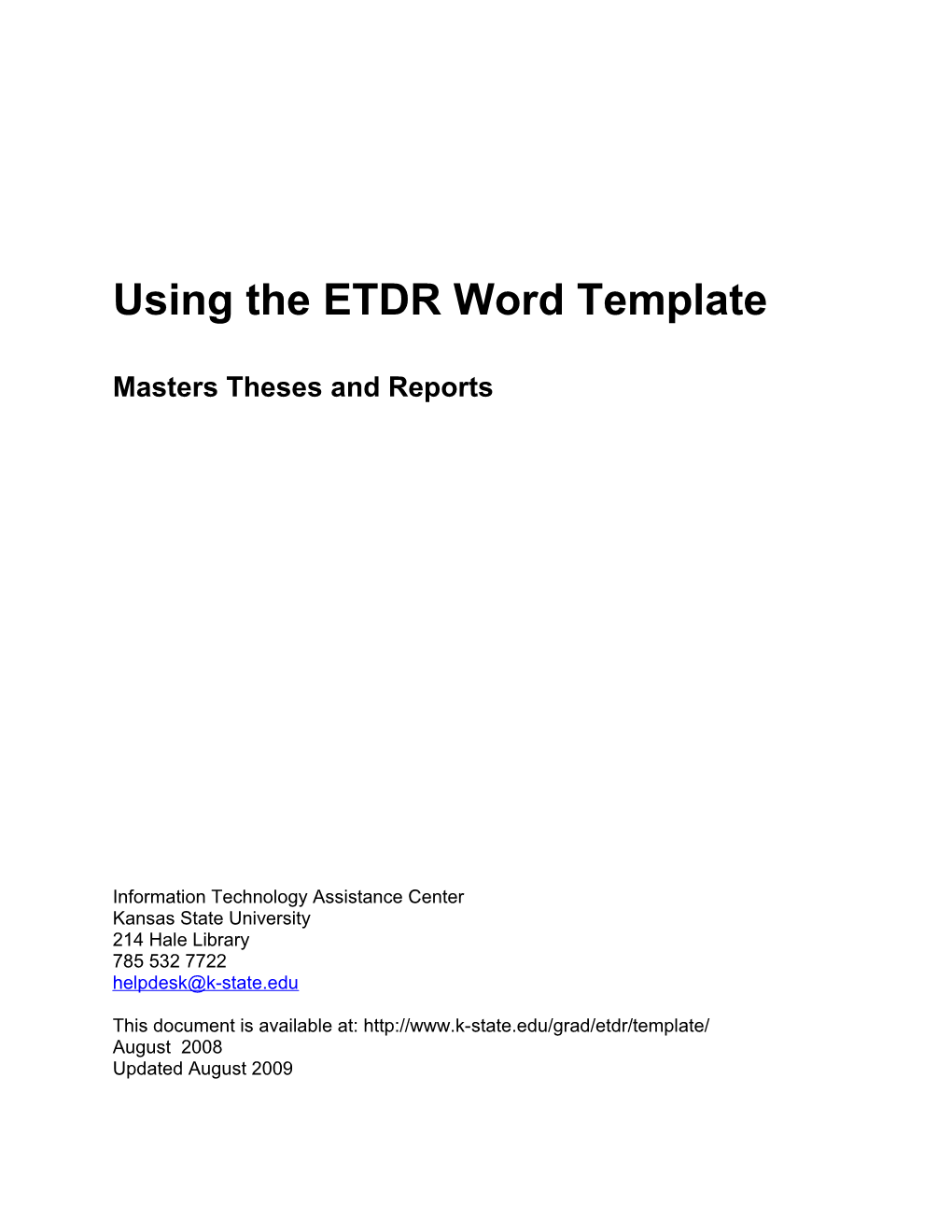 Microsoft Word Template For Masters Theses And Reports