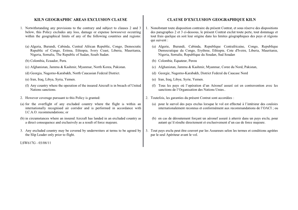 Sanctions and Embargo Clause