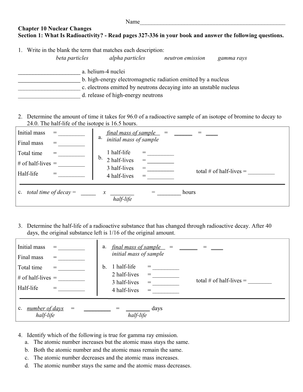 Chapter 10 Nuclear Changes