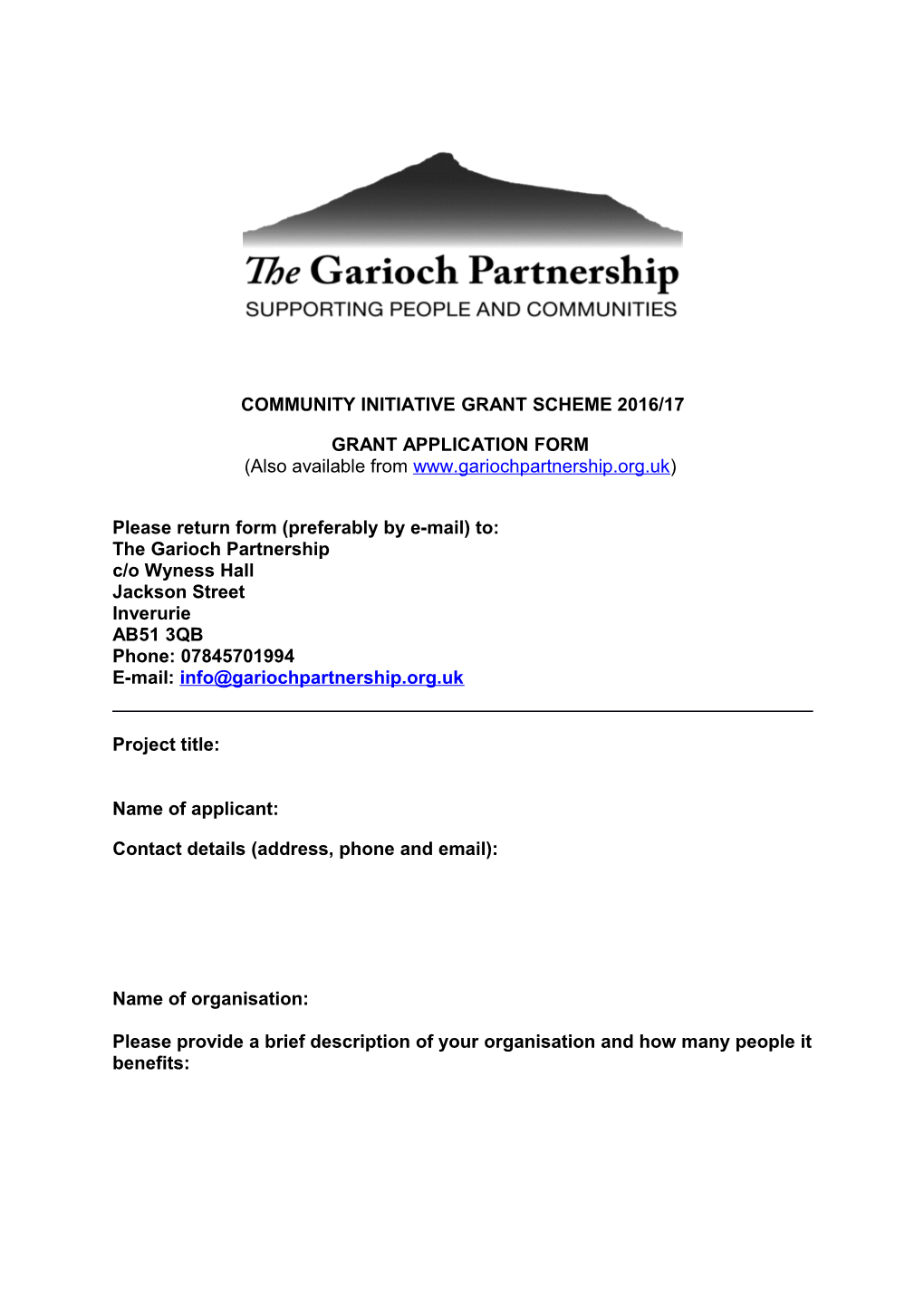 Community Initiative Grant Scheme 2016/17
