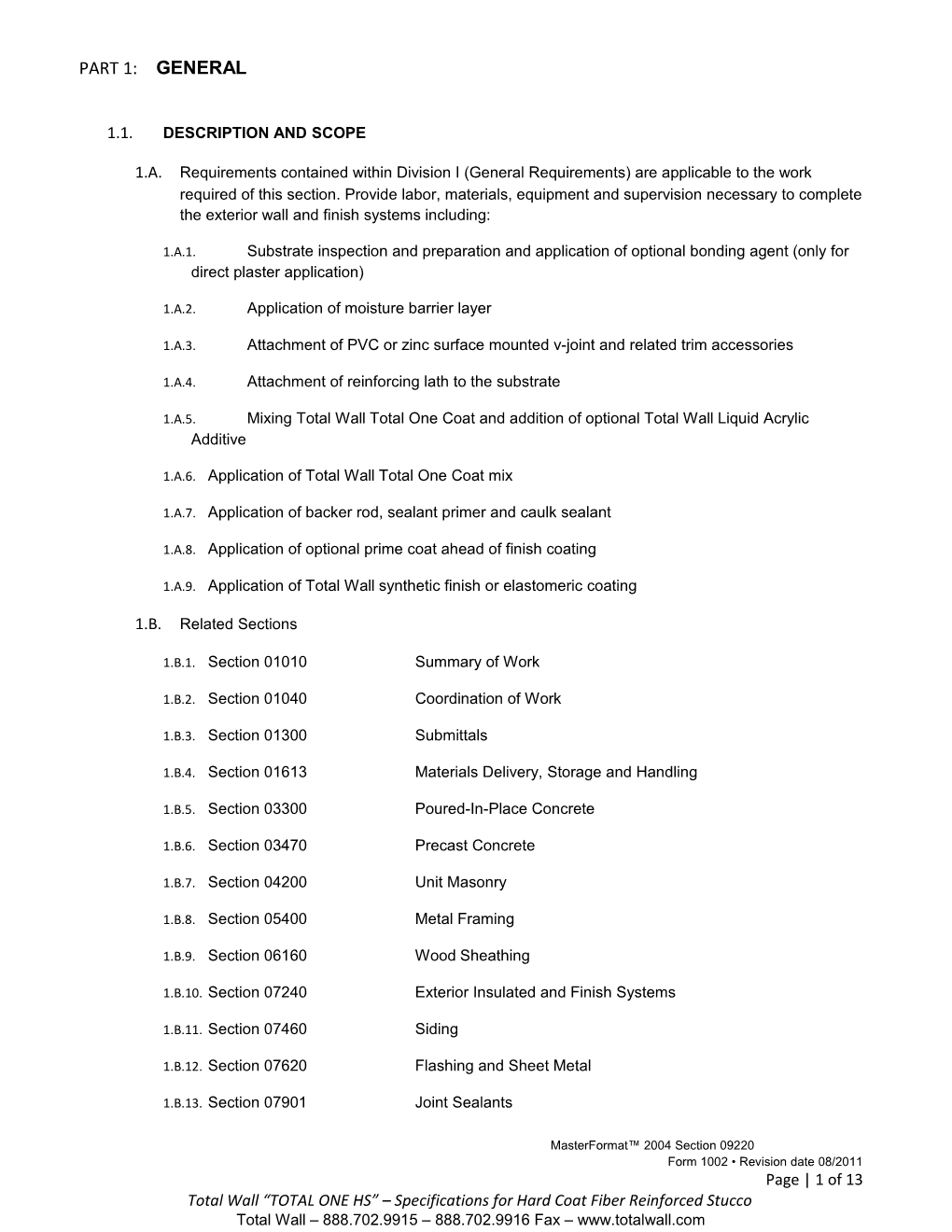 1.01. Description and Scope