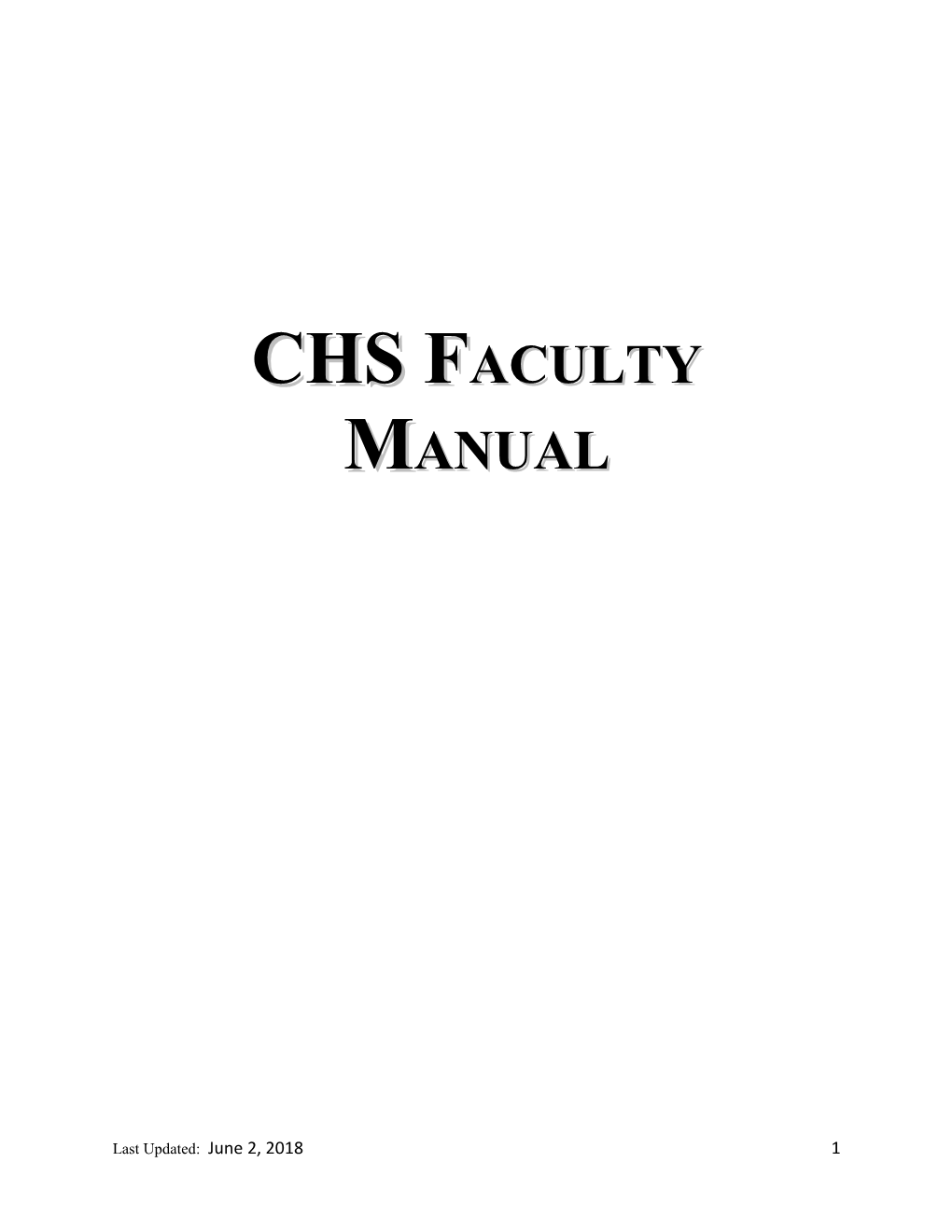 CHS Faculty Manual