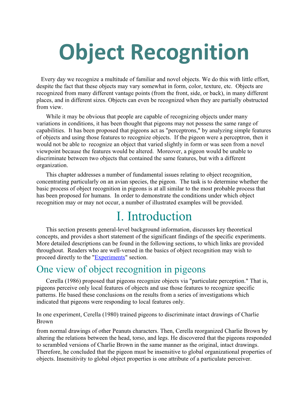 Object Recognition