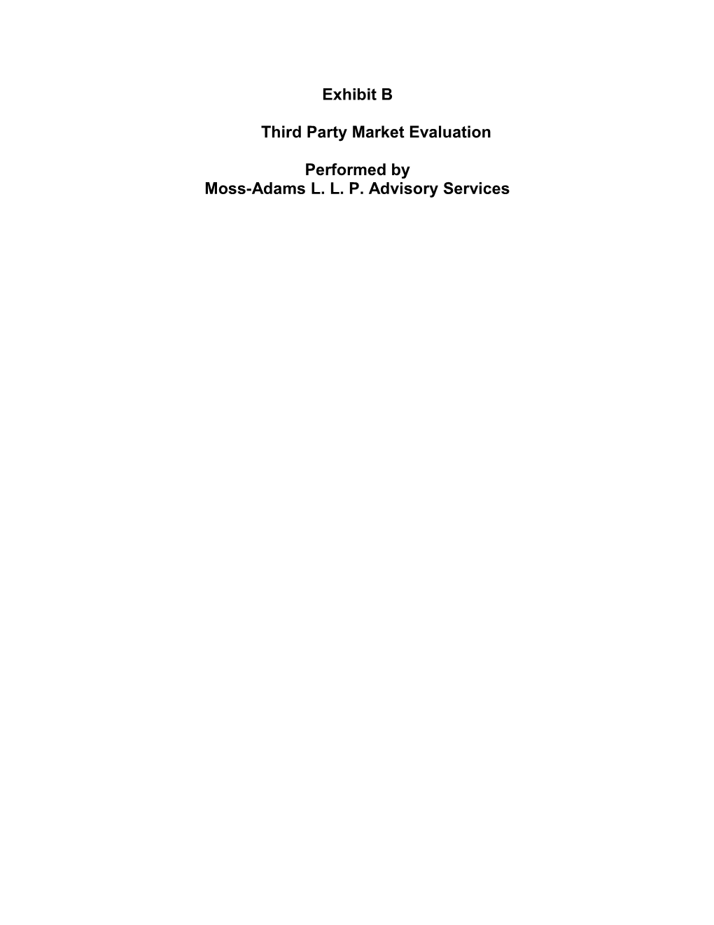 Third Party Market Evaluation