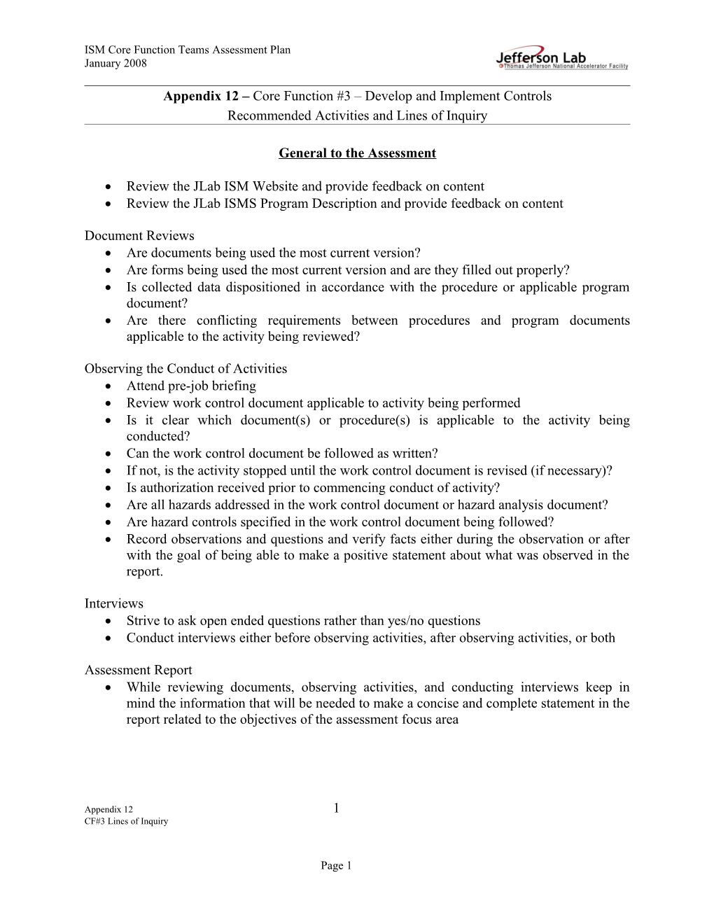 Appendix 12 Core Function #3 Develop and Implement Controls