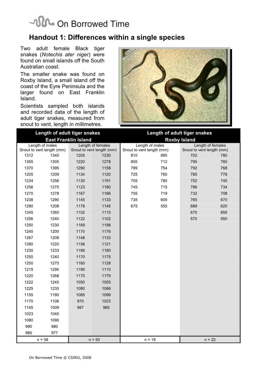 Handout 3B: Black Tiger Snake Population Simulation Cards