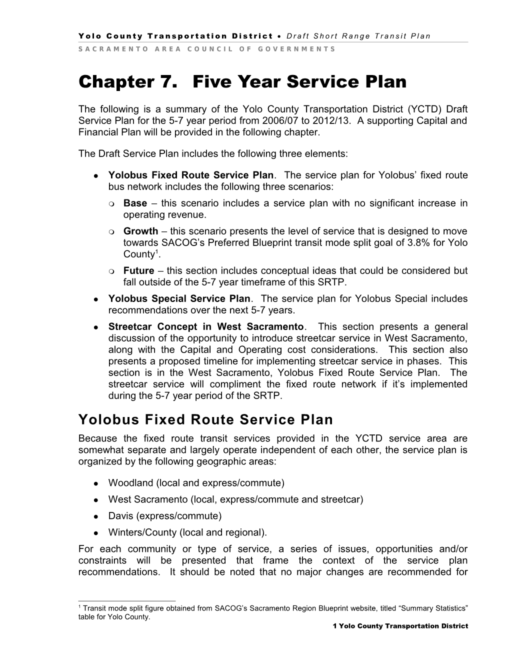 Yolo County Transportation District Draft Short Range Transit Plan