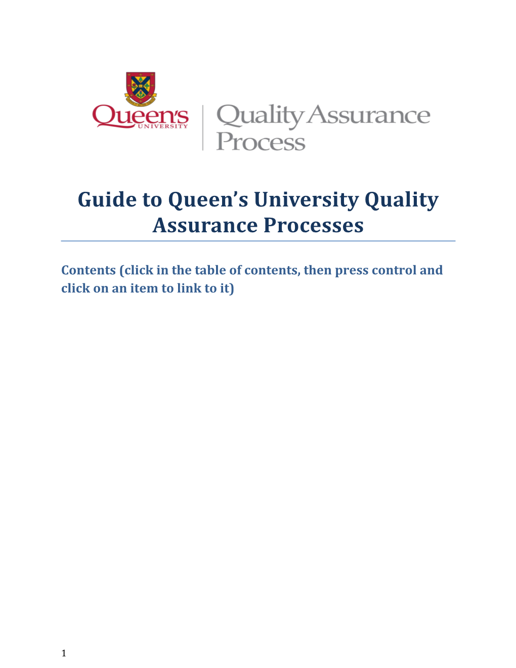 Guide to Queen S University Quality Assurance Processes