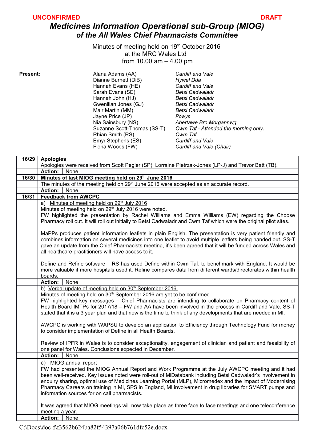 Medicines Information Operational Sub-Group