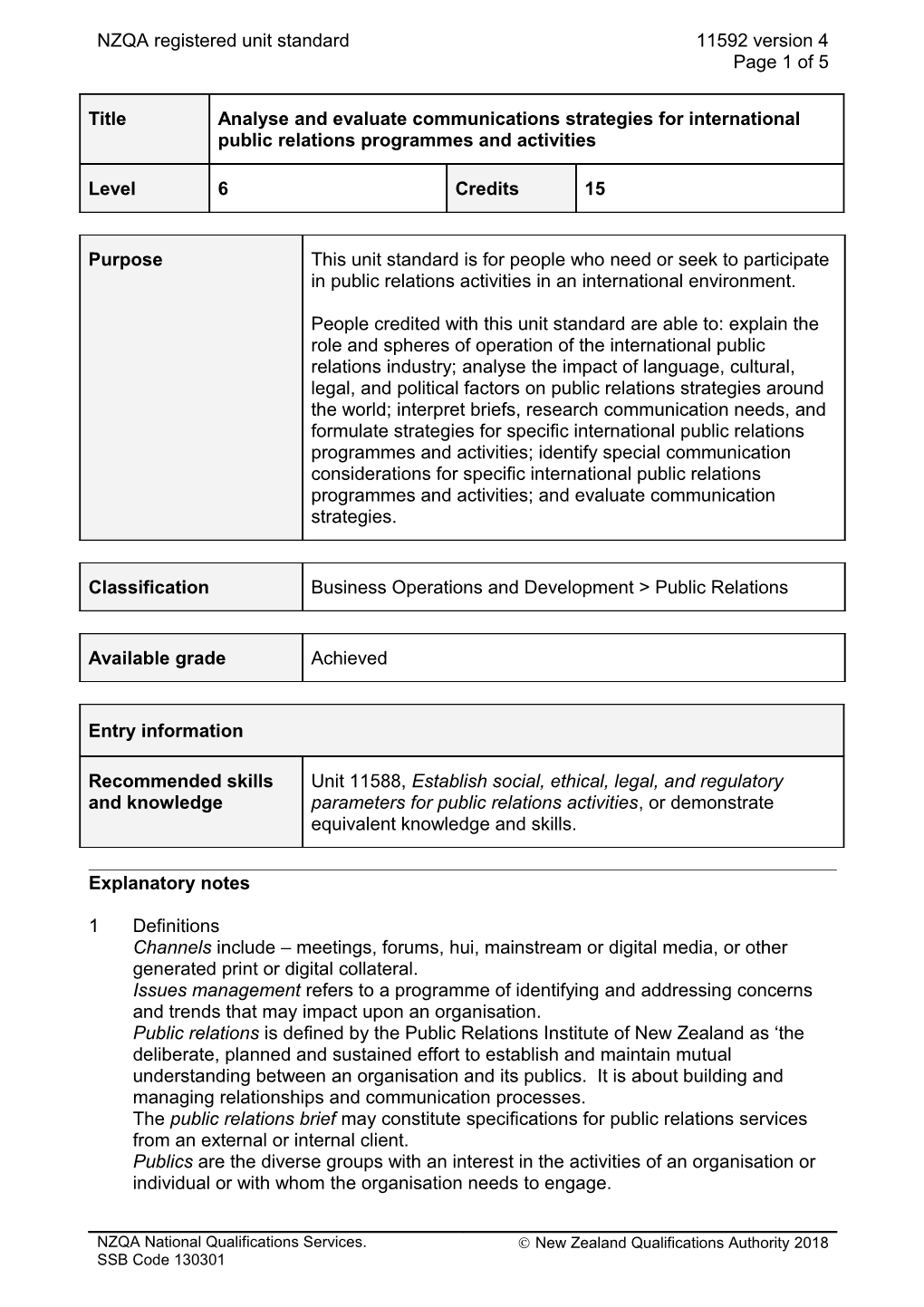 11592 Analyse and Evaluate Communications Strategies for International Public Relations