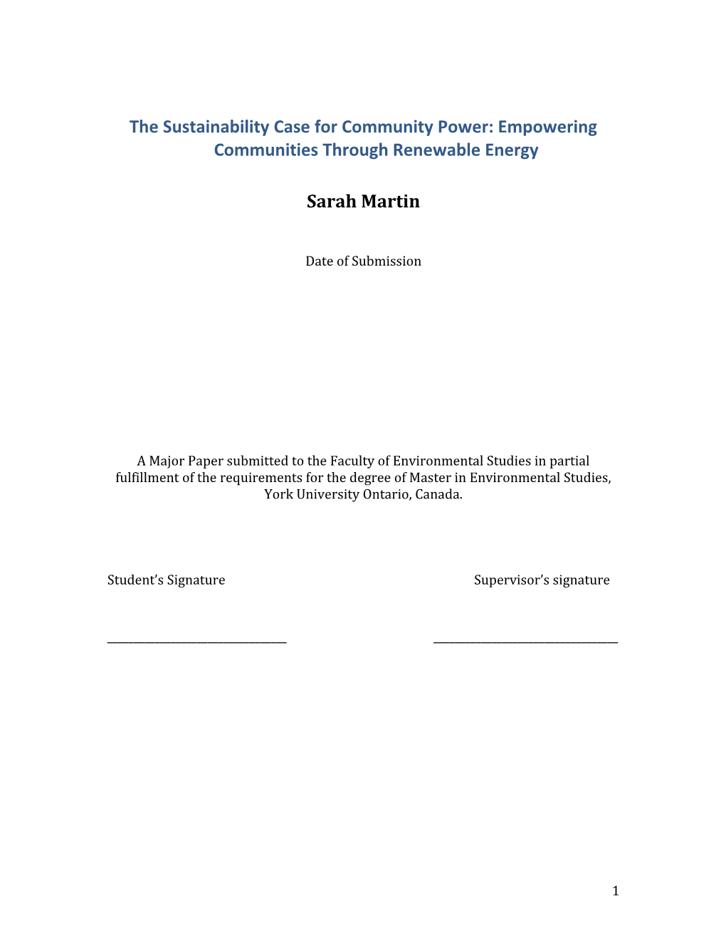 The Sustainability Case for Community Power: Empowering Communities Through Renewable Energy
