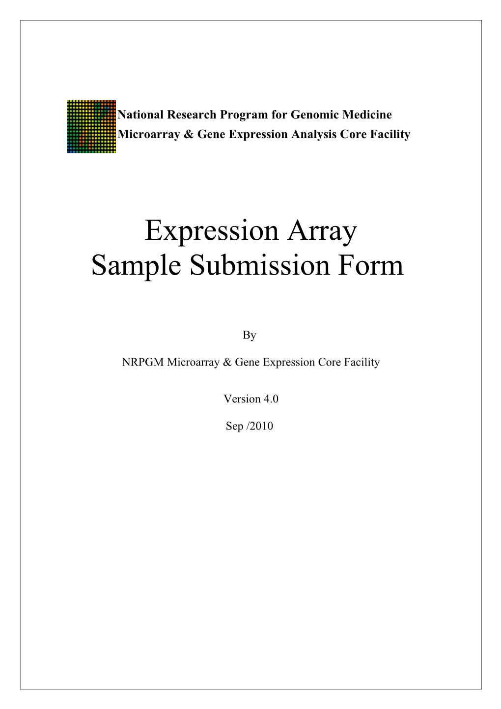 NRPGM Microarray & Gene Expression Core Facility s1