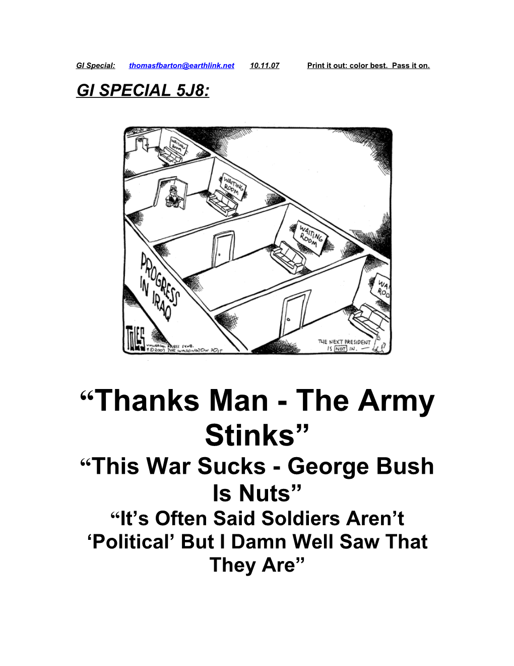 Thanks Man - the Army Stinks