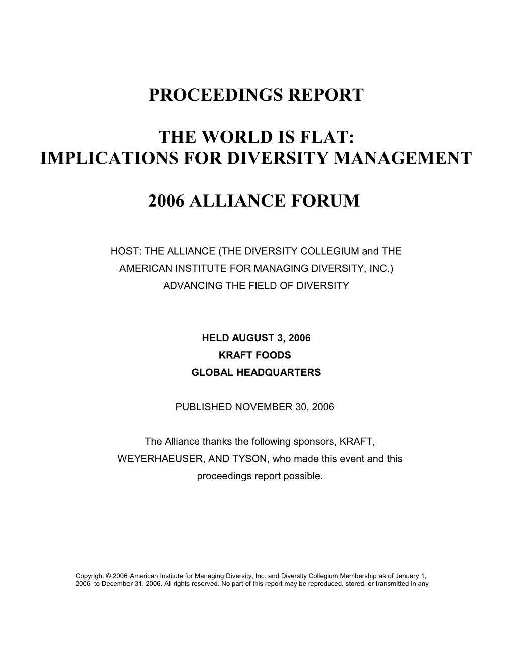 Proceedings Report