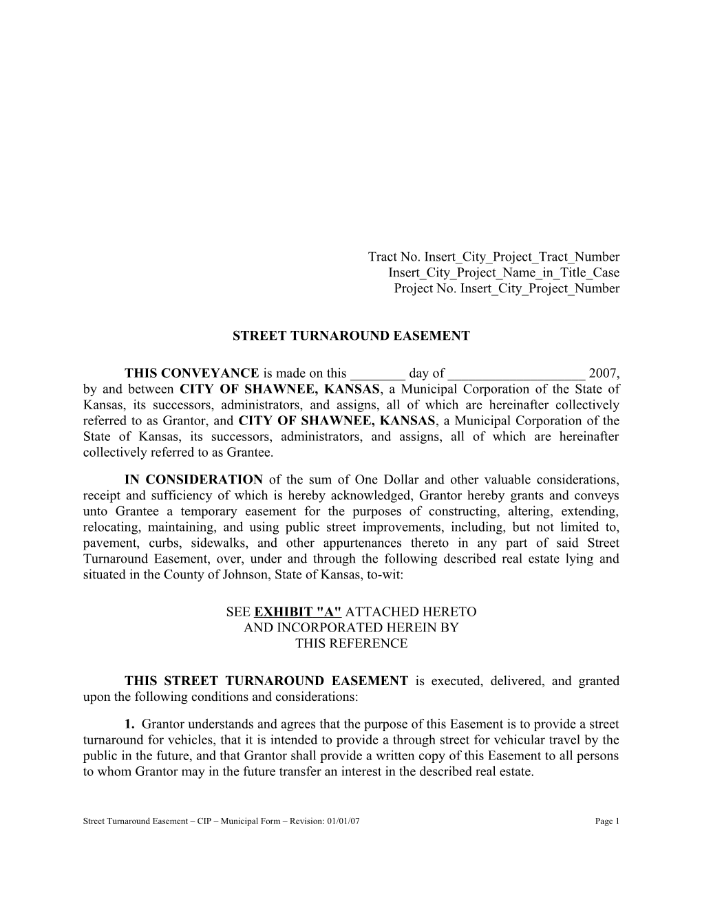 Street Turnaround Easement - CIP - Municipal Form