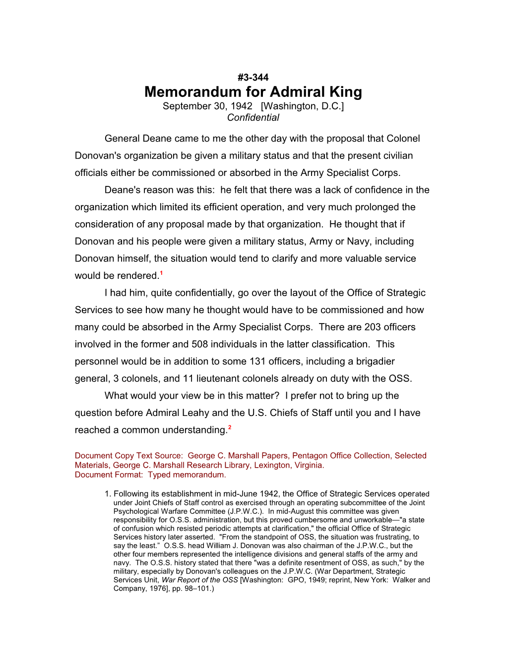 Memorandum for Admiral King s1