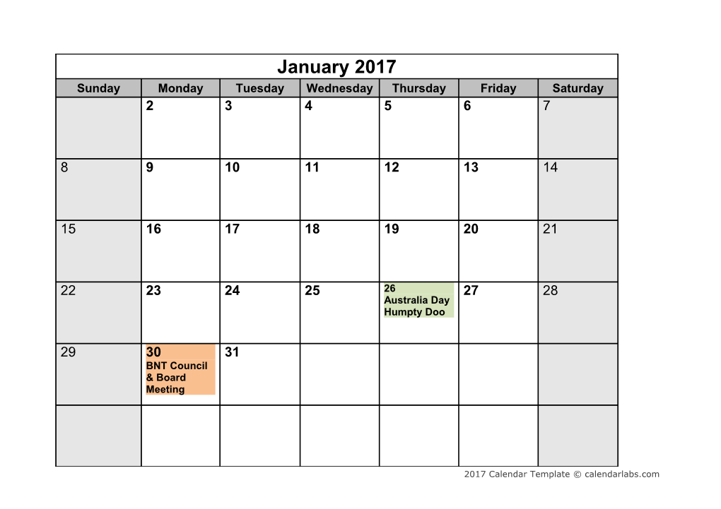 2017 Monthly Calendar - Calendarlabs.Com