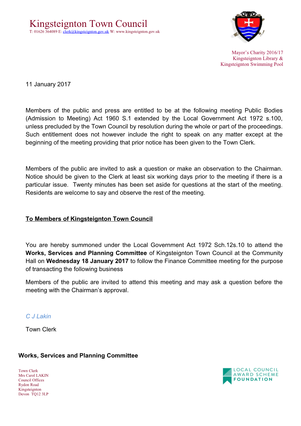 To Members of Kingsteignton Town Council s3