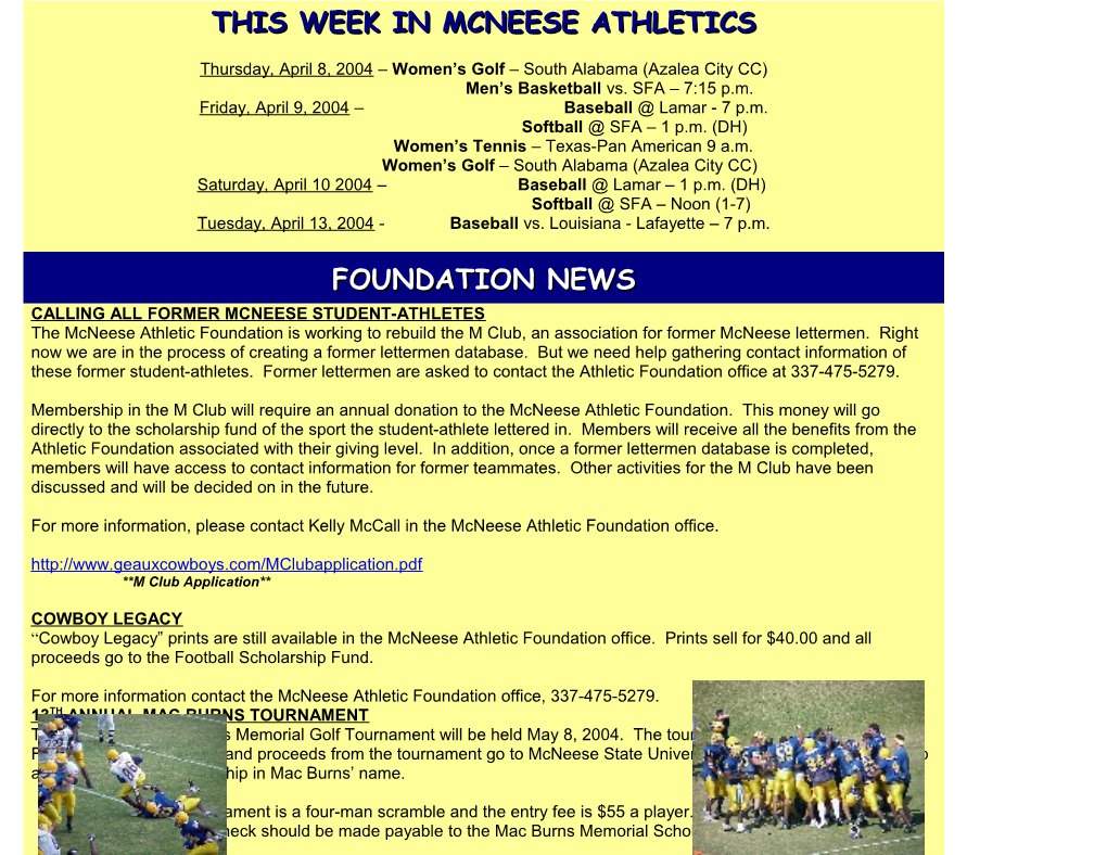 This Week in Mcneese Athletics s1